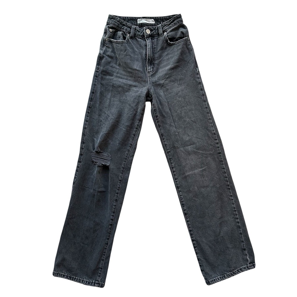 GARAGE Hiโ Rise Wide Leg Stretch Distressed Organic Cotton Jeans Sz 00
